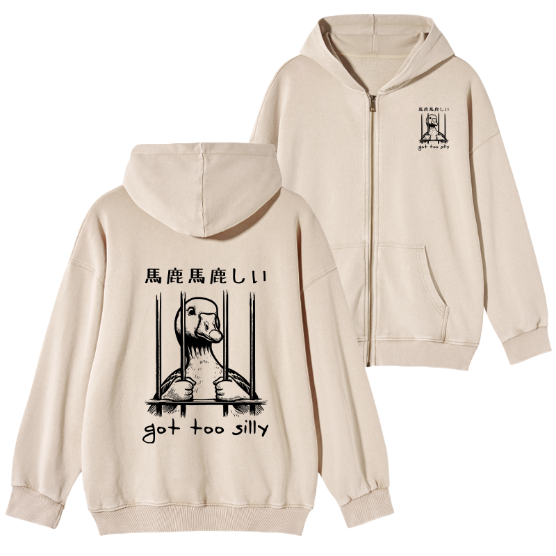 Tokyo-Tiger Got Too Silly Washed Zip Hoodie