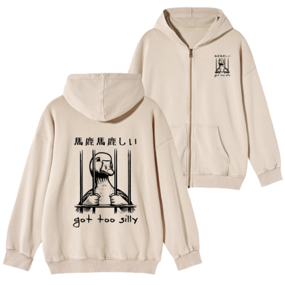 Tokyo-Tiger Got Too Silly Washed Zip Hoodie
