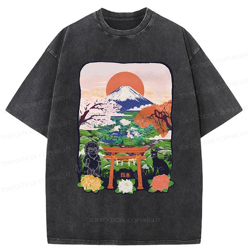 Tokyo-Tiger Japan Attractions Washed T-Shirt