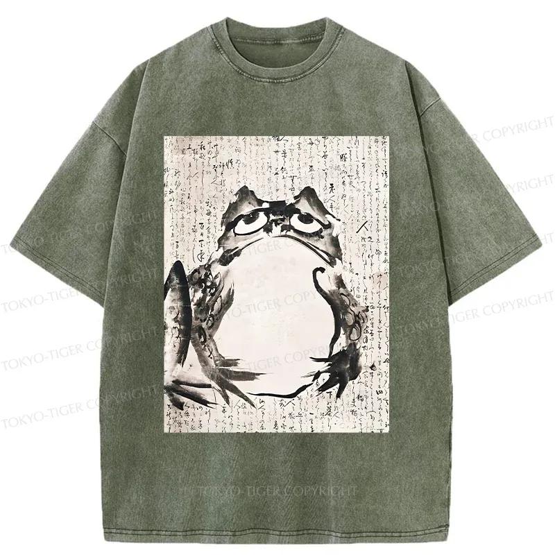 Tokyo-Tiger Retro Japanese frog Washed T-Shirt