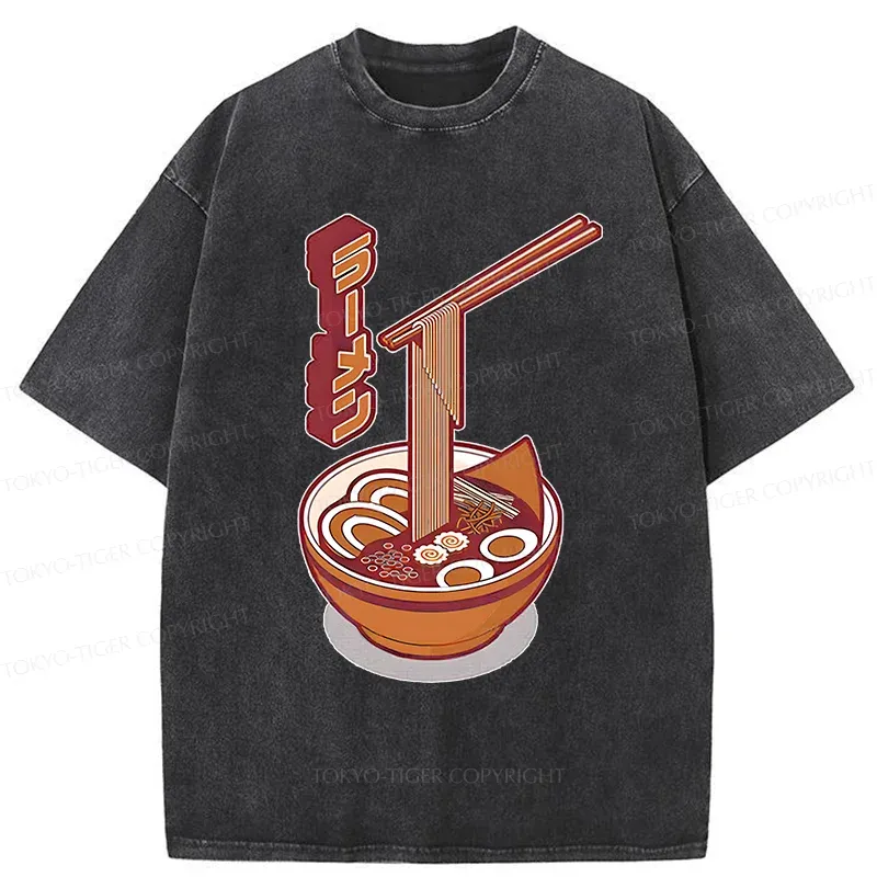 Tokyo-Tiger Retro Japanese Ramen Washed T-Shirt