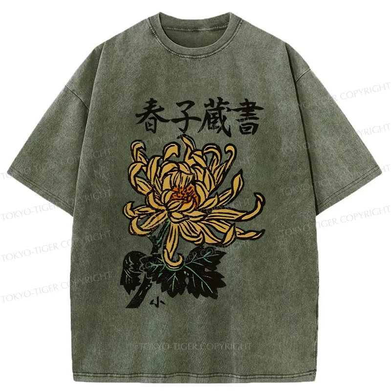Tokyo-Tiger Spring Chrysanthemum Washed T-Shirt Sale
