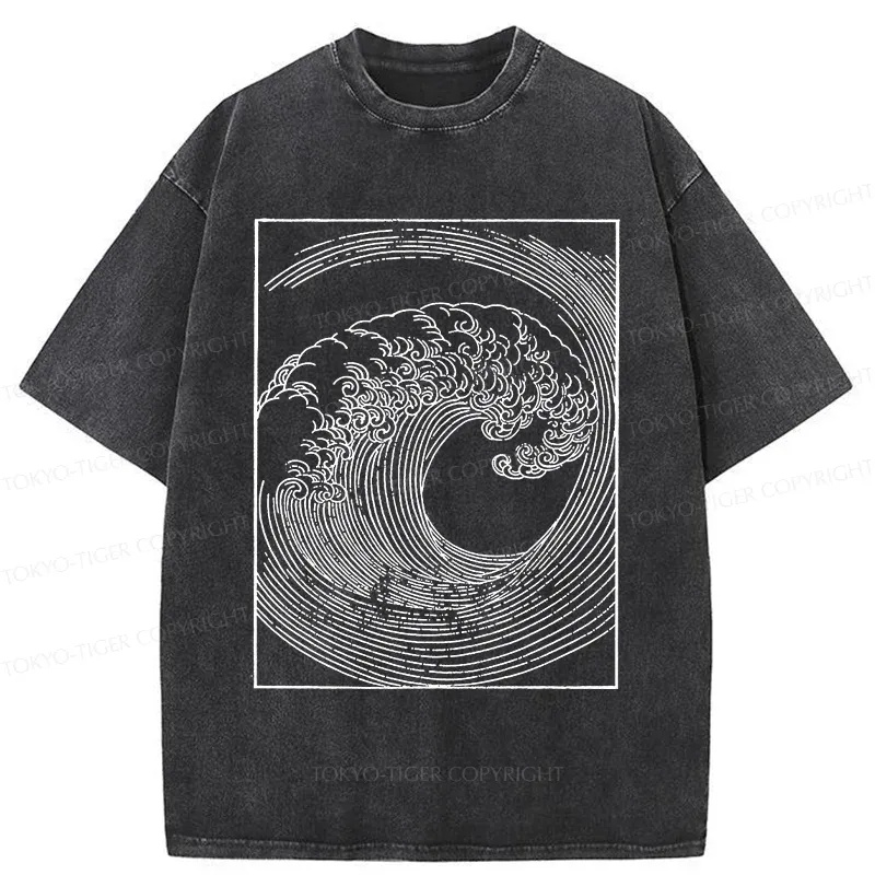 Tokyo-Tiger Minimalist Wave Washed T-Shirt