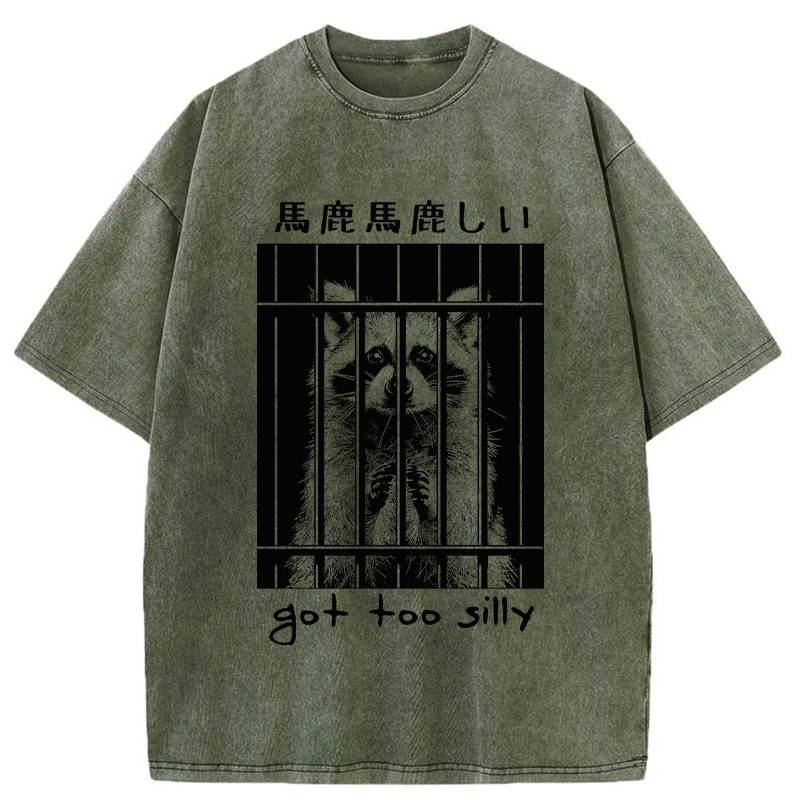 Tokyo-Tiger Raccoon Got Too Silly Washed T-Shirt
