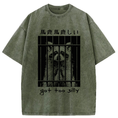 Tokyo-Tiger Raccoon Got Too Silly Washed T-Shirt
