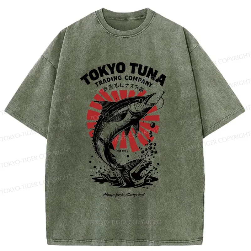 Tokyo-Tiger Tokyo Fishing Activities Washed T-Shirt