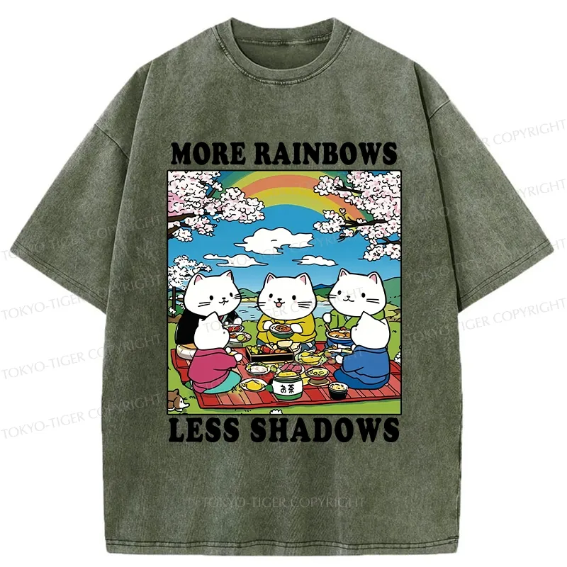 Tokyo-Tiger More Rainbows Less Shadows Funny Washed T-Shirt