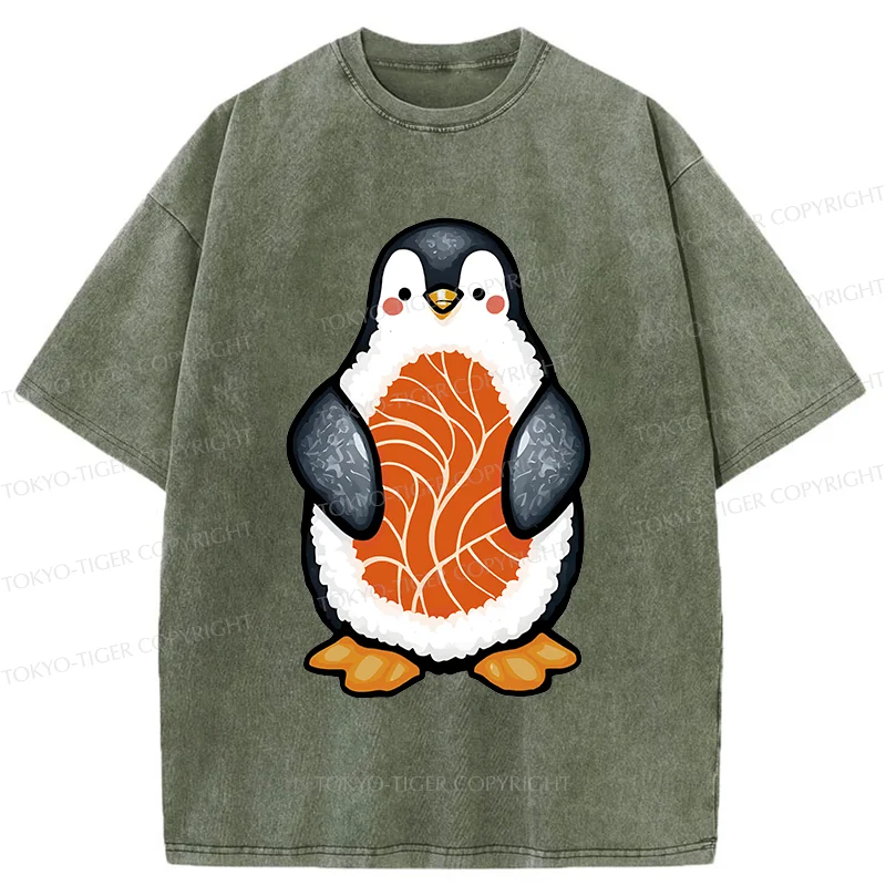 Tokyo-Tiger Penguin Sushi Washed T-Shirt
