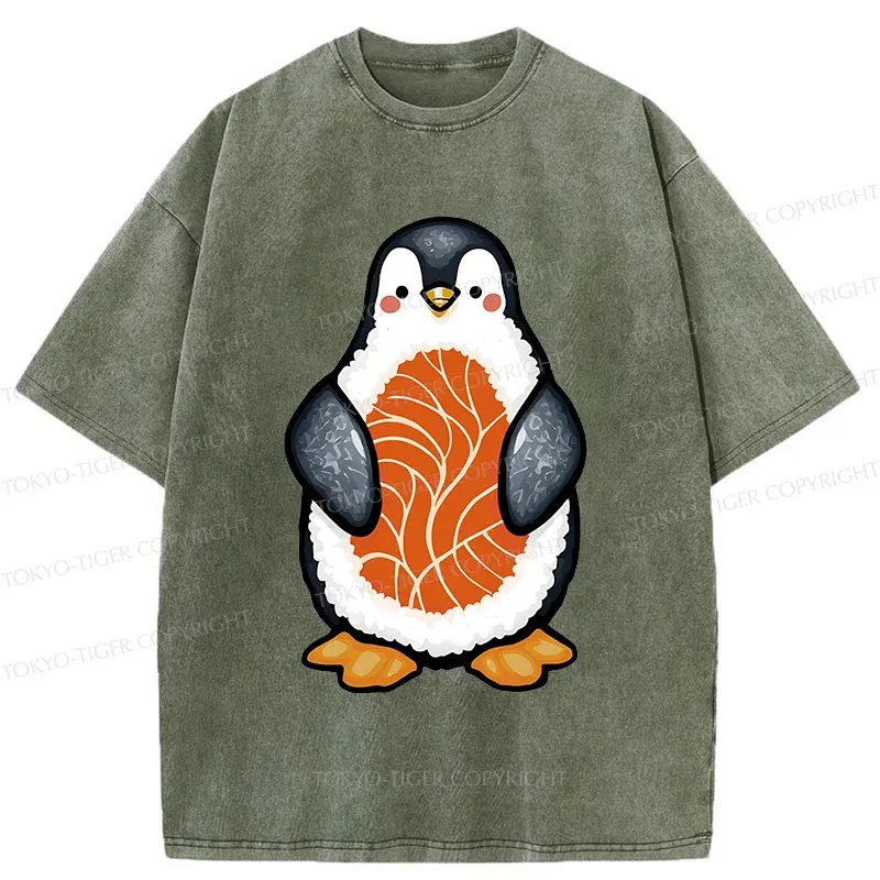 Tokyo-Tiger Penguin Sushi Washed T-Shirt