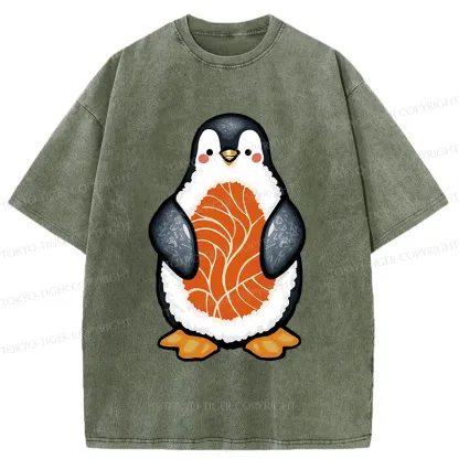 Tokyo-Tiger Penguin Sushi Washed T-Shirt
