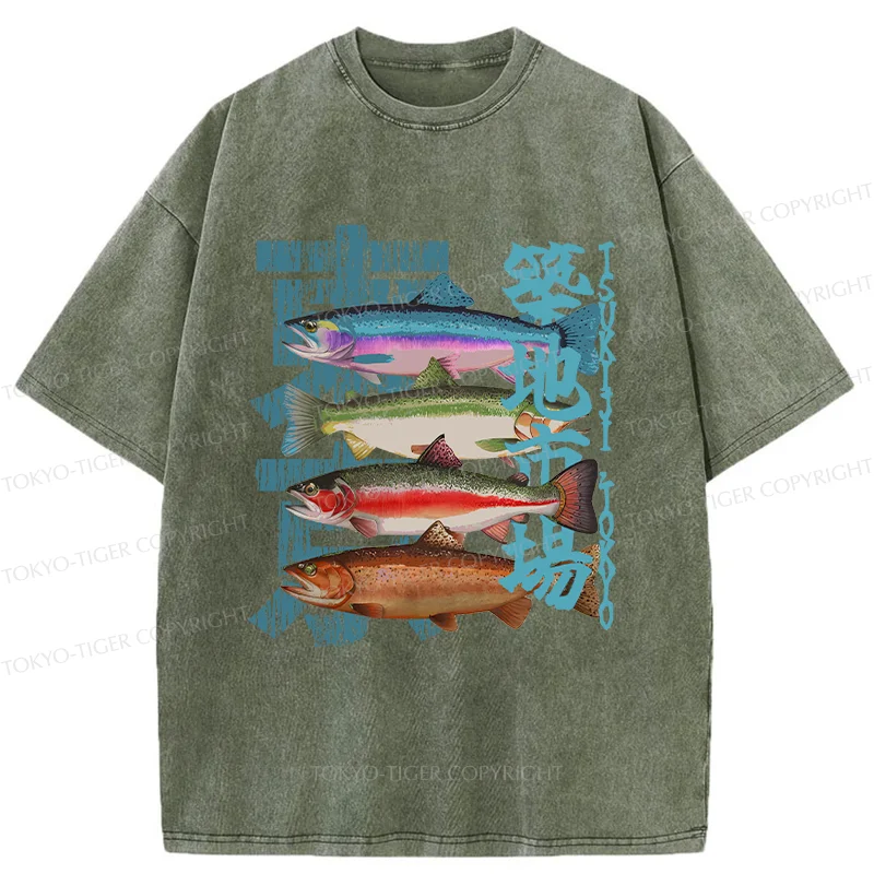 Tokyo-Tiger Retro Tsukiji Market Washed T-Shirt