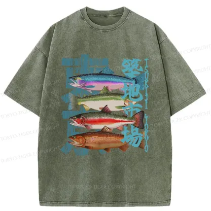 Tokyo-Tiger Retro Tsukiji Market Washed T-Shirt