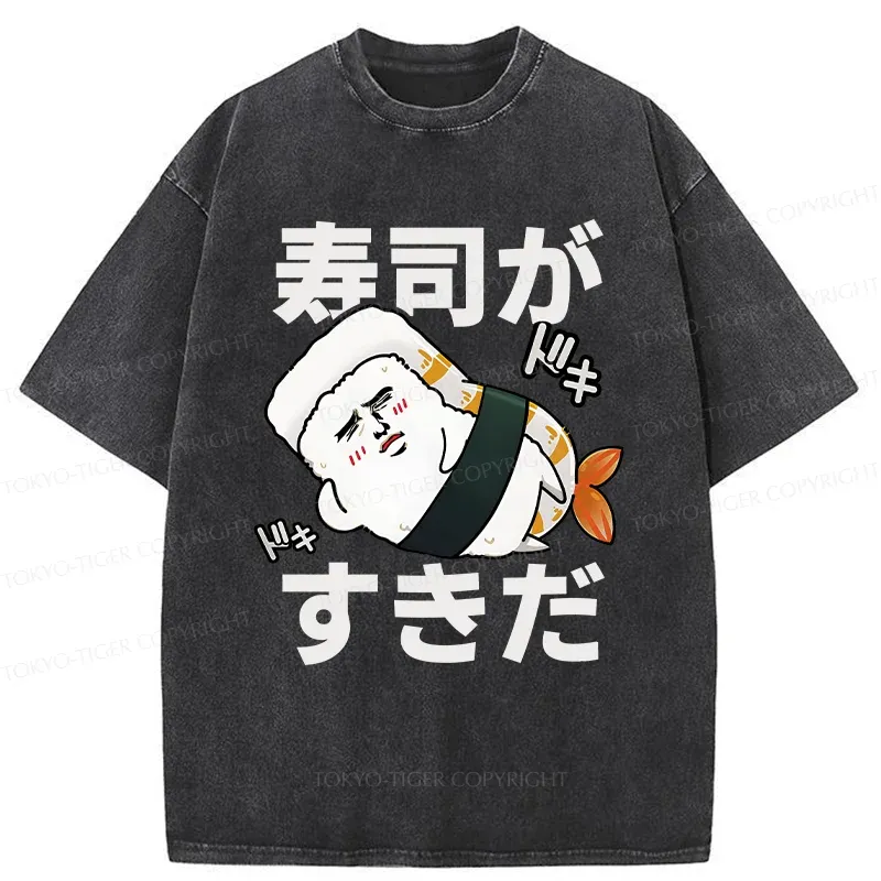 Tokyo-Tiger Interesting sushi Meme Washed T-Shirt