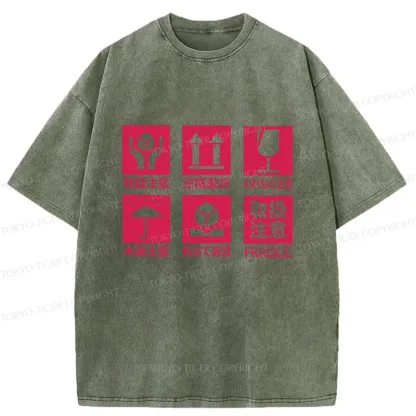Tokyo-Tiger Japanese Item Labels Washed T-Shirt