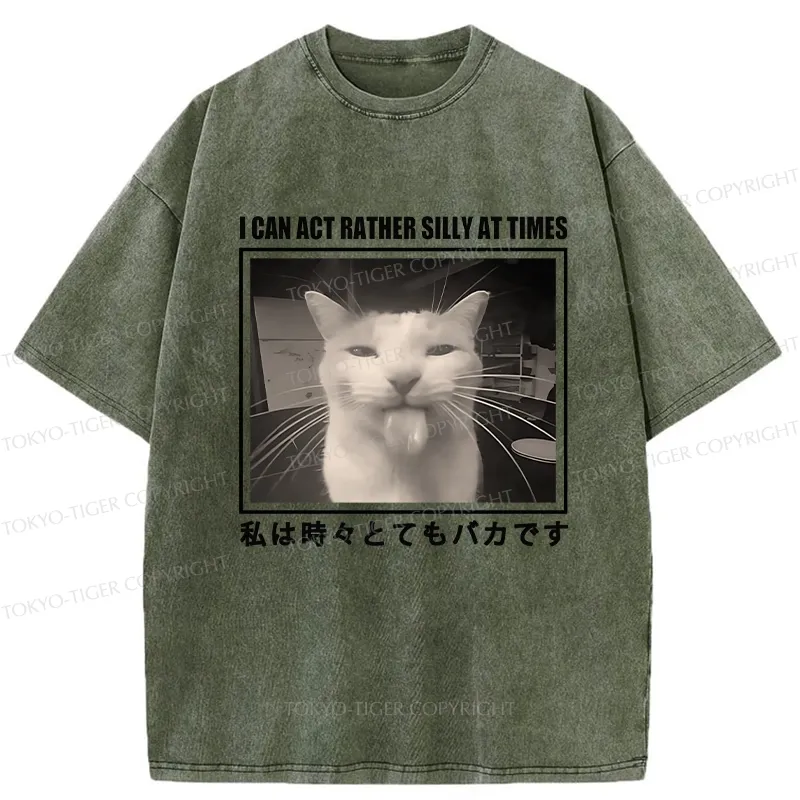 Tokyo-Tiger I Can Act Rather Silly At Times Washed T-Shirt Sale