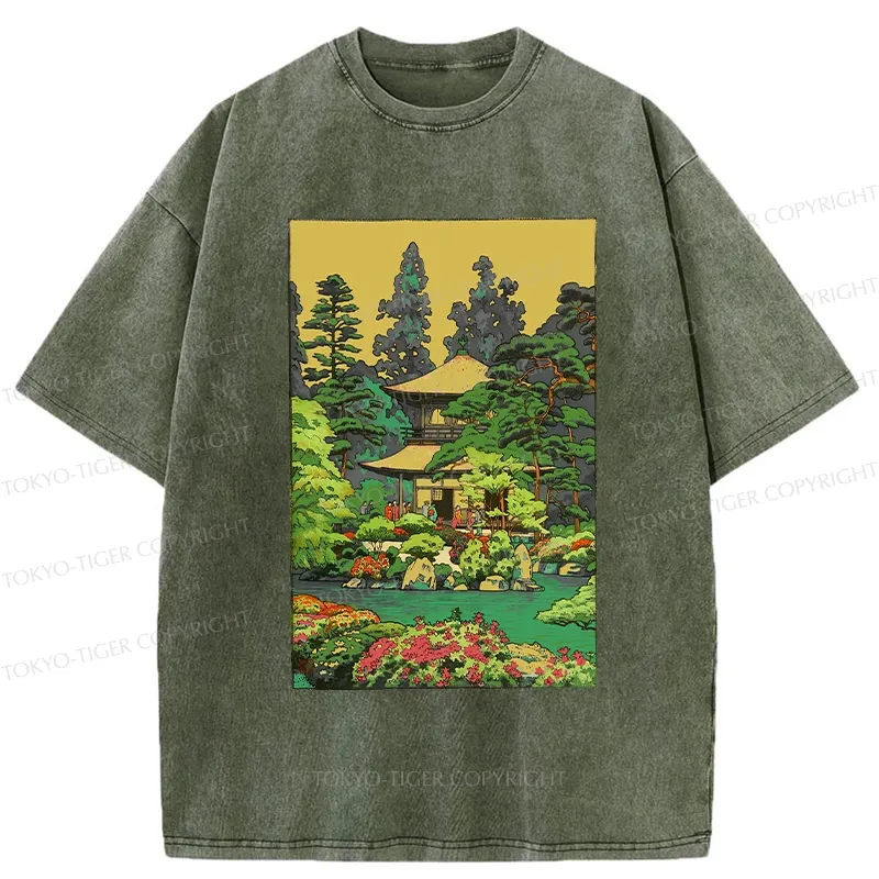 Tokyo-Tiger Retro Kyoto Garden Washed T-Shirt