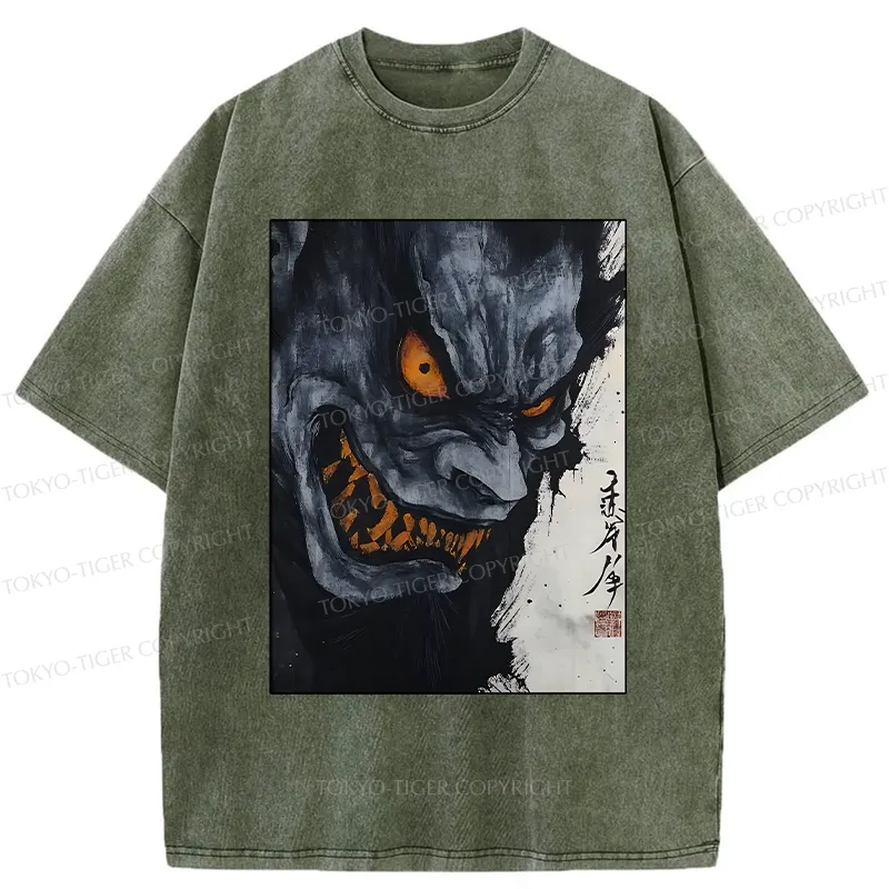 Tokyo-Tiger Japanese Horror Demon Washed T-Shirt Sale