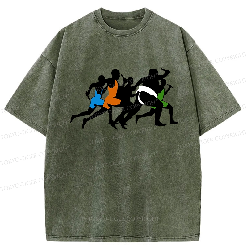 Tokyo-Tiger Funny Sumo Race Washed T-Shirt