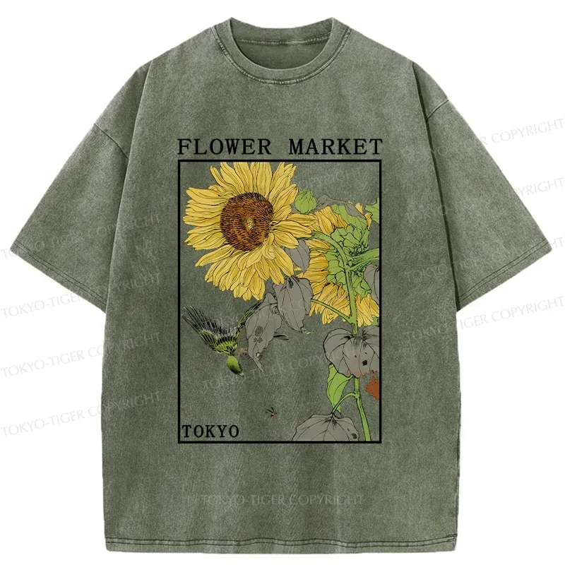 Tokyo-Tiger Vintage Sunflower Washed T-Shirt