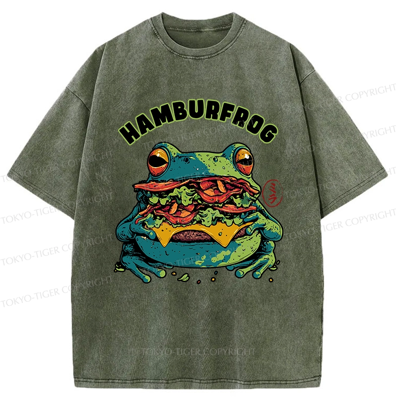 Tokyo-Tiger Funny Hamburfrog Washed T-Shirt