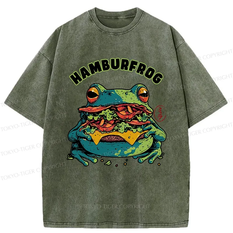 Tokyo-Tiger Funny Hamburfrog Washed T-Shirt