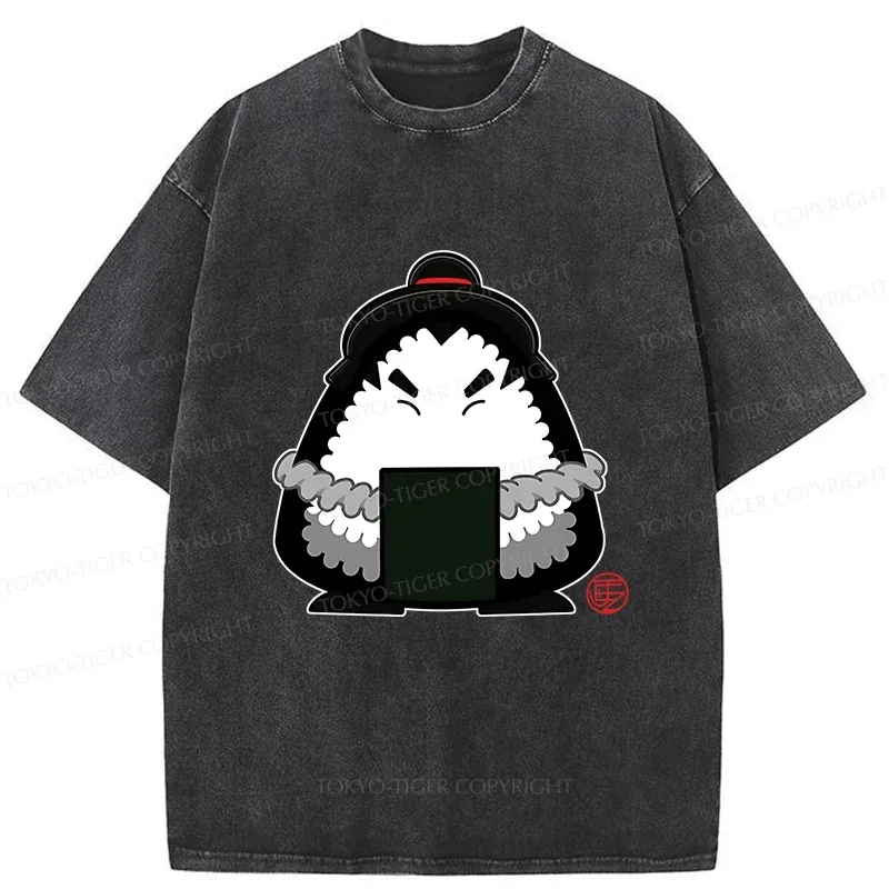 Tokyo-Tiger Onigiri Samurai Washed T-Shirt