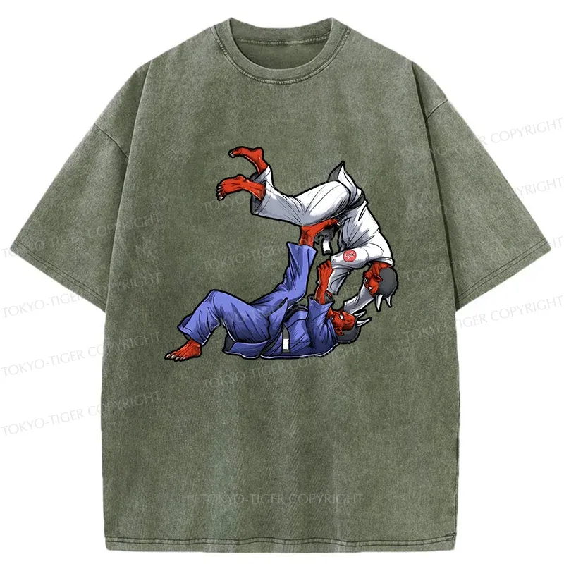 Tokyo-Tiger Karate Duel Ghost Washed T-Shirt