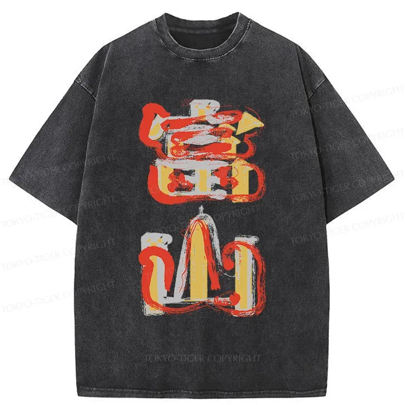 Tokyo-Tiger Toyama City Artistic Kanji Washed T-Shirt