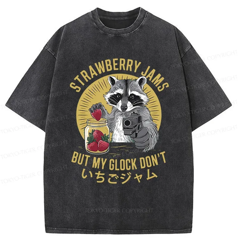 Tokyo-Tiger Strawberry Jam Raccoon Washed T-Shirt