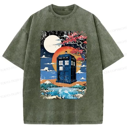 Tokyo-Tiger Tardis Under The Moonlight Washed T-Shirt