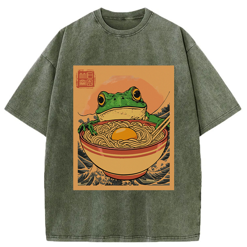 Tokyo-Tiger Ramen Lover Frog Washed T-Shirt