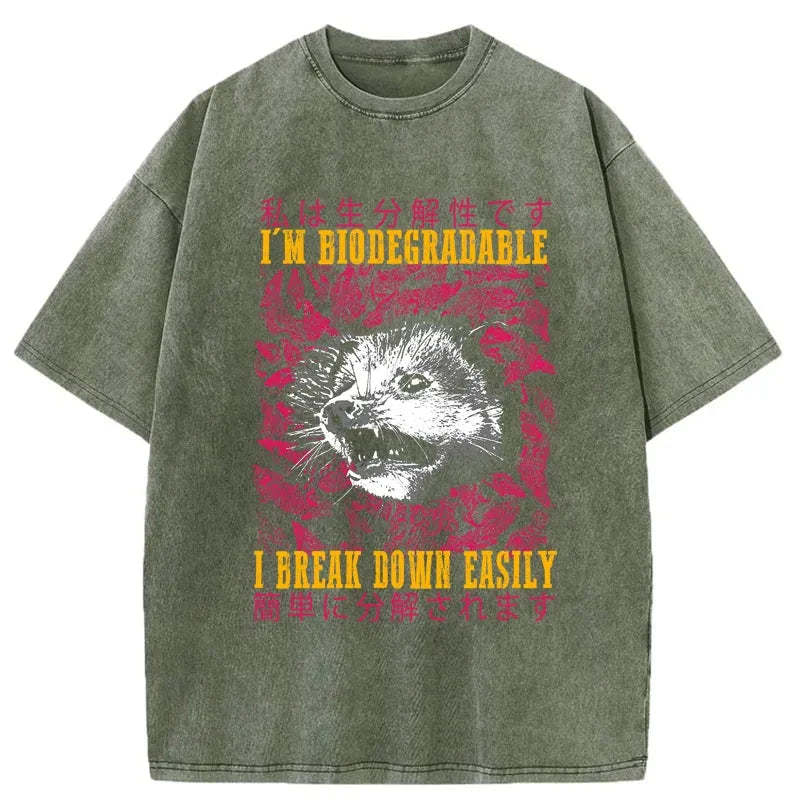 Tokyo-Tiger An Easily Breakable Opossum Washed T-Shirt