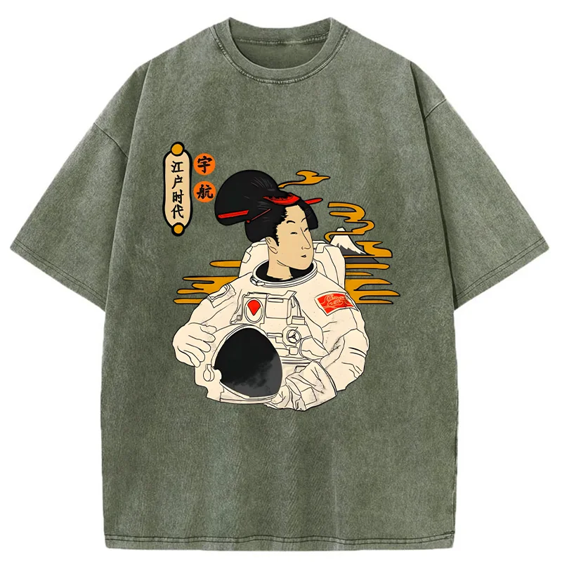 Tokyo-Tiger Geisha Astronaut Washed T-Shirt