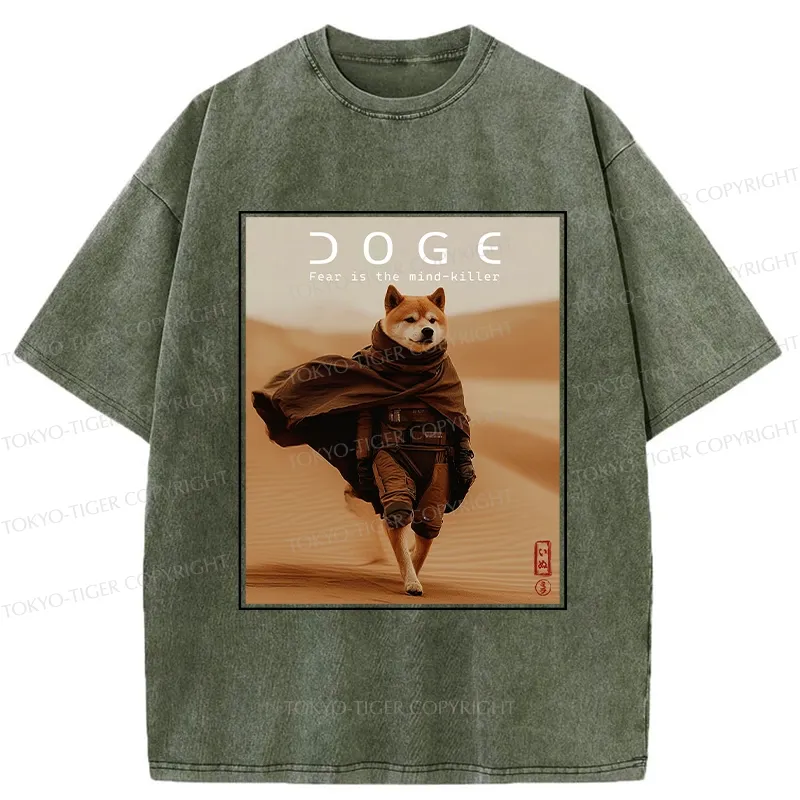 Tokyo-Tiger Fear Is The Mind-killer Doge Washed T-Shirt