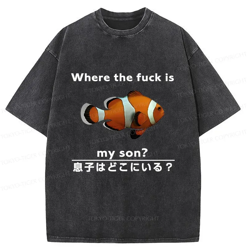 Tokyo-Tiger Fish Looking For Son Washed T-Shirt