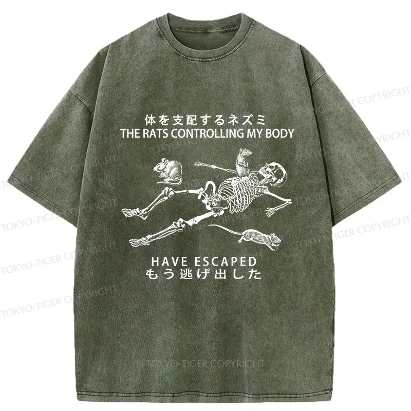 Tokyo-Tiger The Rats Controlling My Body Washed T-Shirt