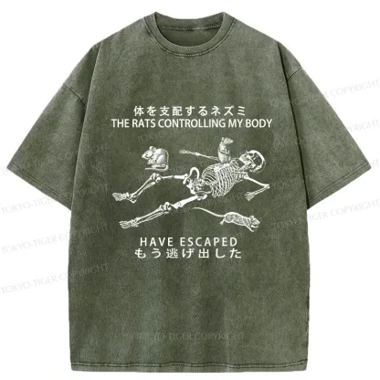 Tokyo-Tiger The Rats Controlling My Body Washed T-Shirt