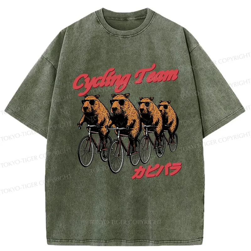 Tokyo-Tiger Capybara Cycling Team Washed T-Shirt