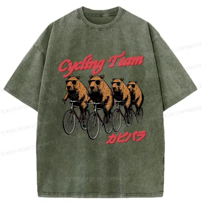 Tokyo-Tiger Capybara Cycling Team Washed T-Shirt