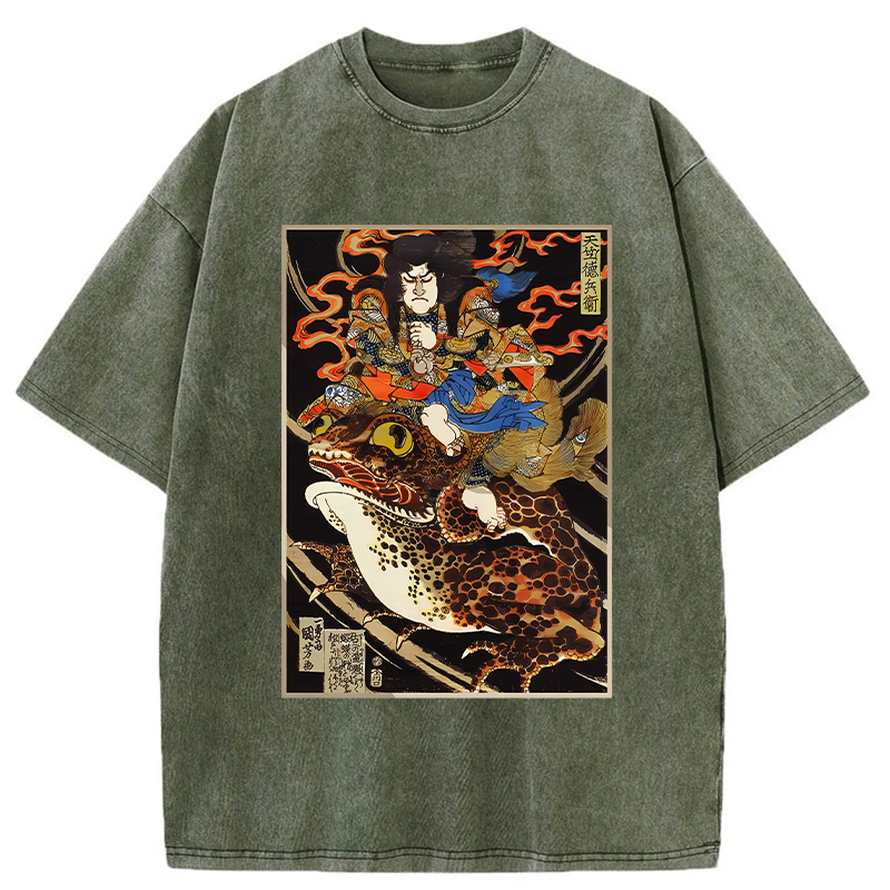 Tokyo-Tiger Japanese Samurai Ride A Toad Washed T-Shirt