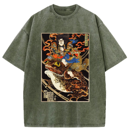 Tokyo-Tiger Japanese Samurai Ride A Toad Washed T-Shirt