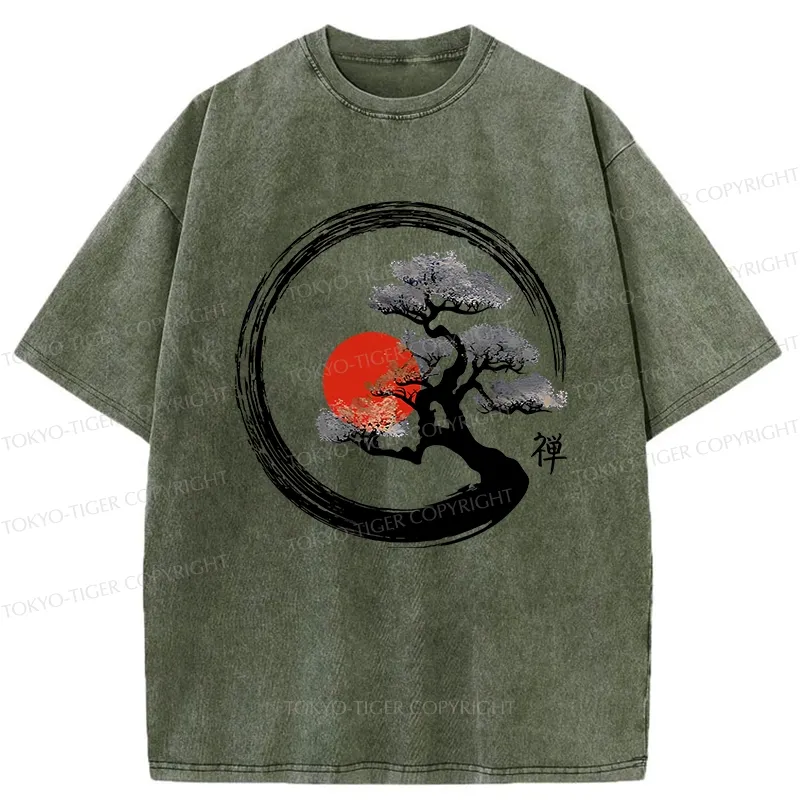 Tokyo-Tiger Vintage Bonsai Tree Washed T-Shirt