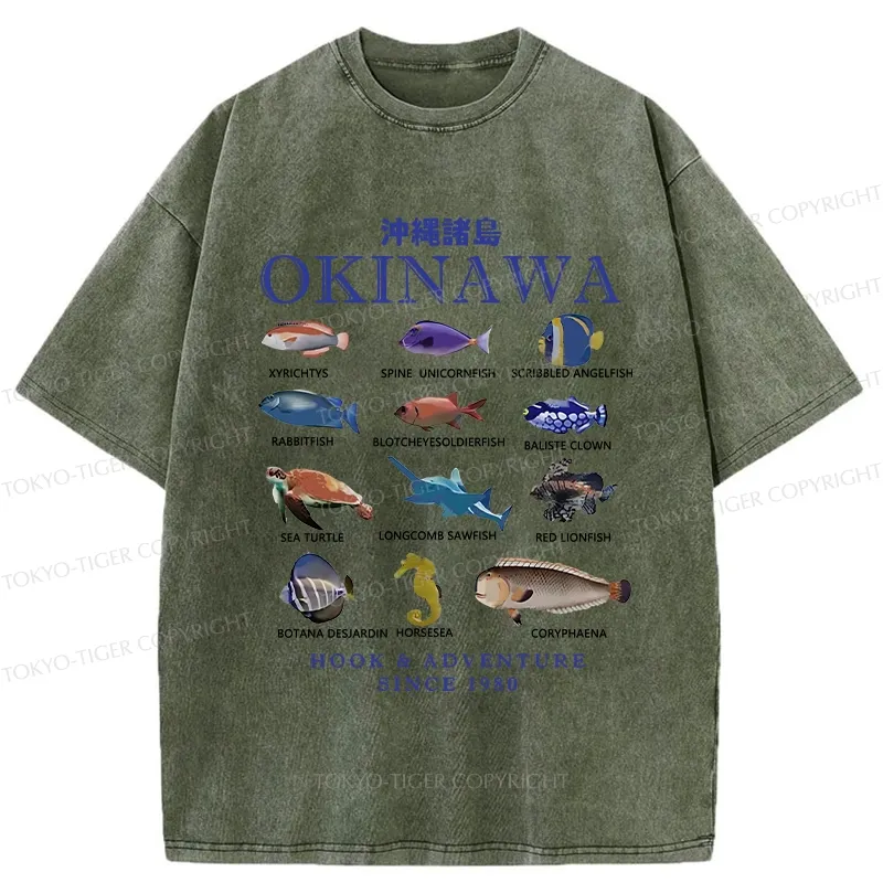 Tokyo-Tiger Okinawa Islands Fish Washed T-Shirt