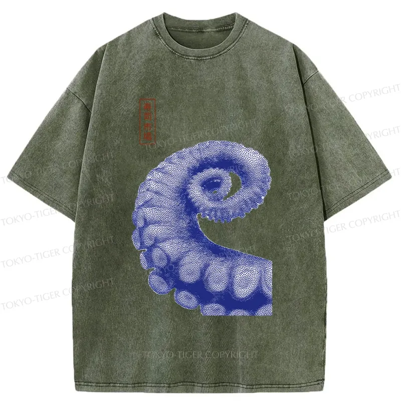 Tokyo-Tiger Octopus Tentacle Washed T-Shirt