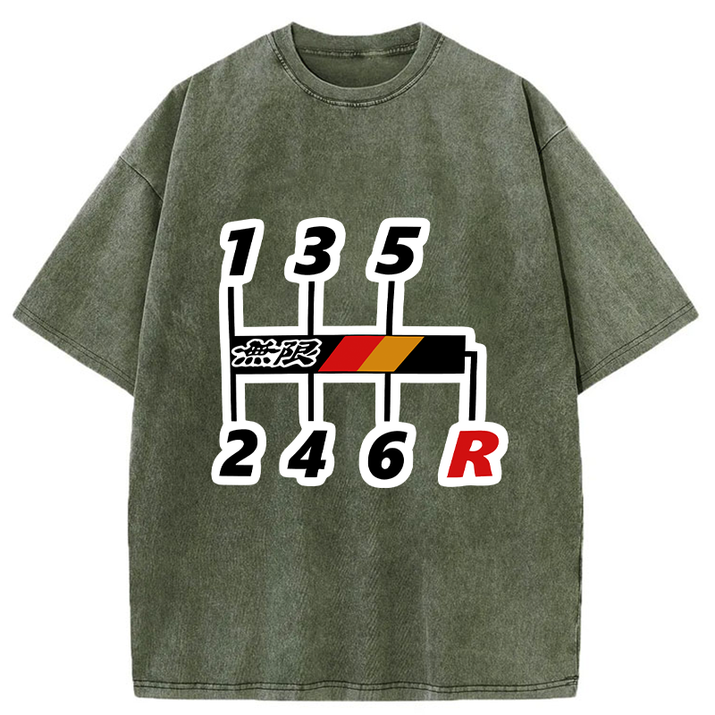 Tokyo-Tiger Car Gear Stick Washed T-Shirt