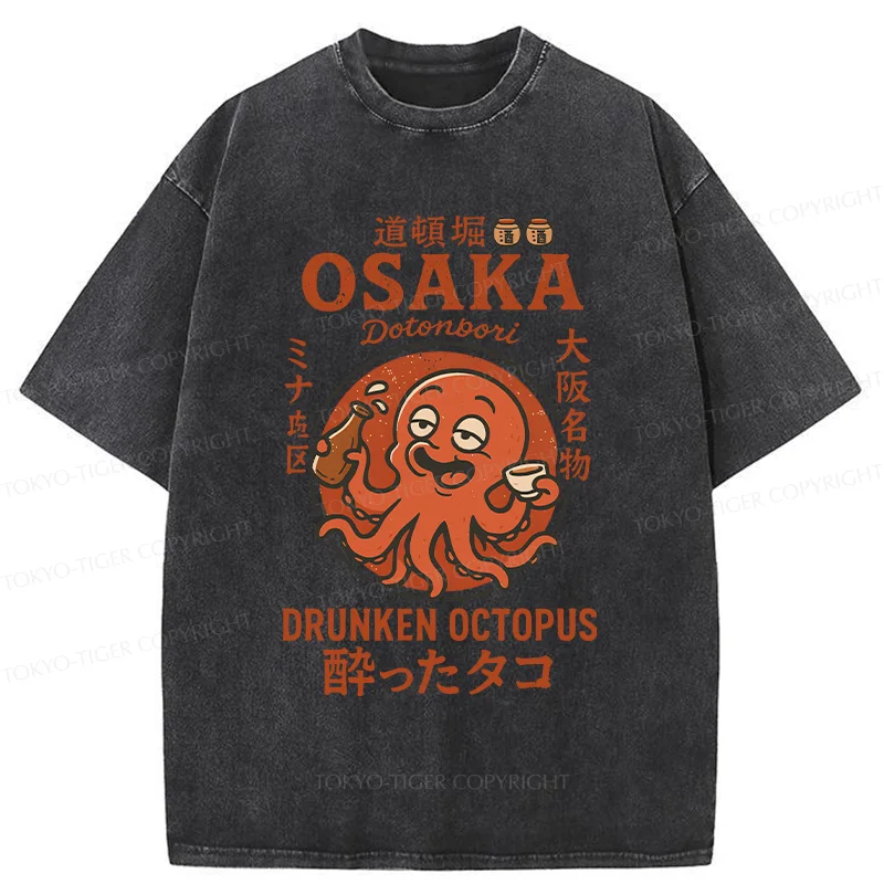 Tokyo-Tiger Dotonbori Octopu Washed T-Shirt