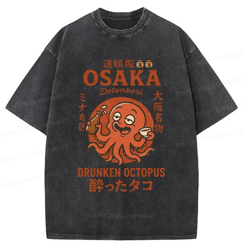 Tokyo-Tiger Dotonbori Octopu Washed T-Shirt
