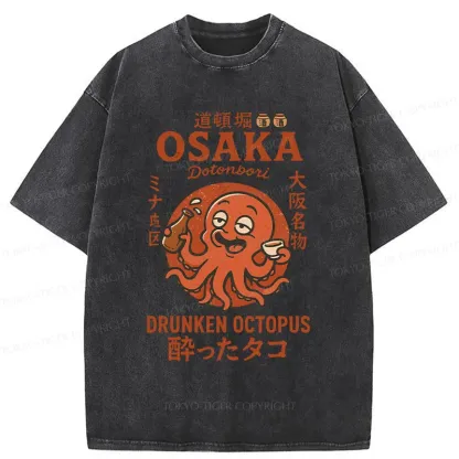 Tokyo-Tiger Dotonbori Octopu Washed T-Shirt