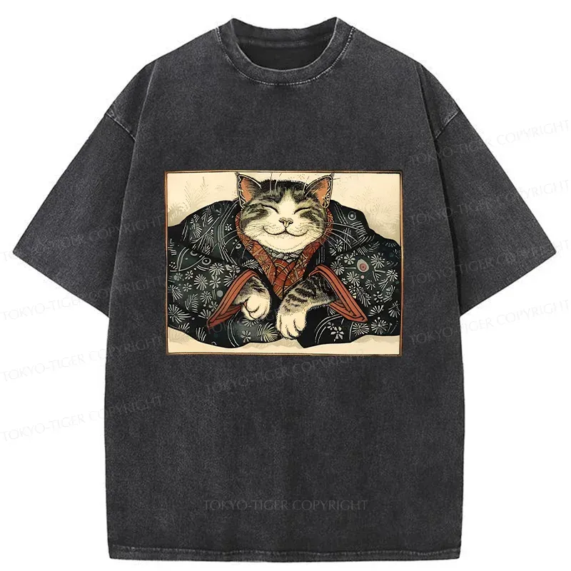 Tokyo-Tiger Kind Cat Washed T-Shirt