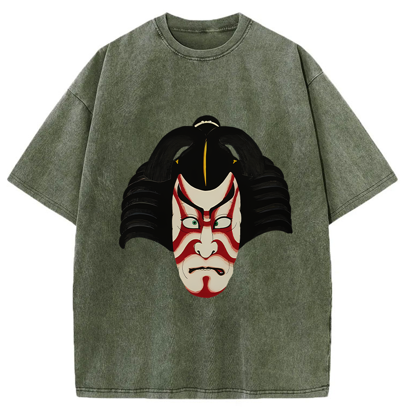 Tokyo-Tiger Japanese Ukiyo-e Kabuki Washed T-Shirt